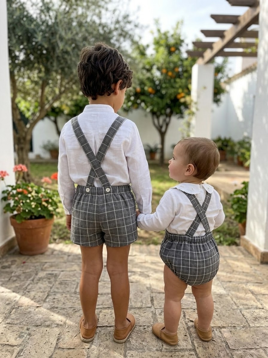 Pantalón con tirantes - Castaño