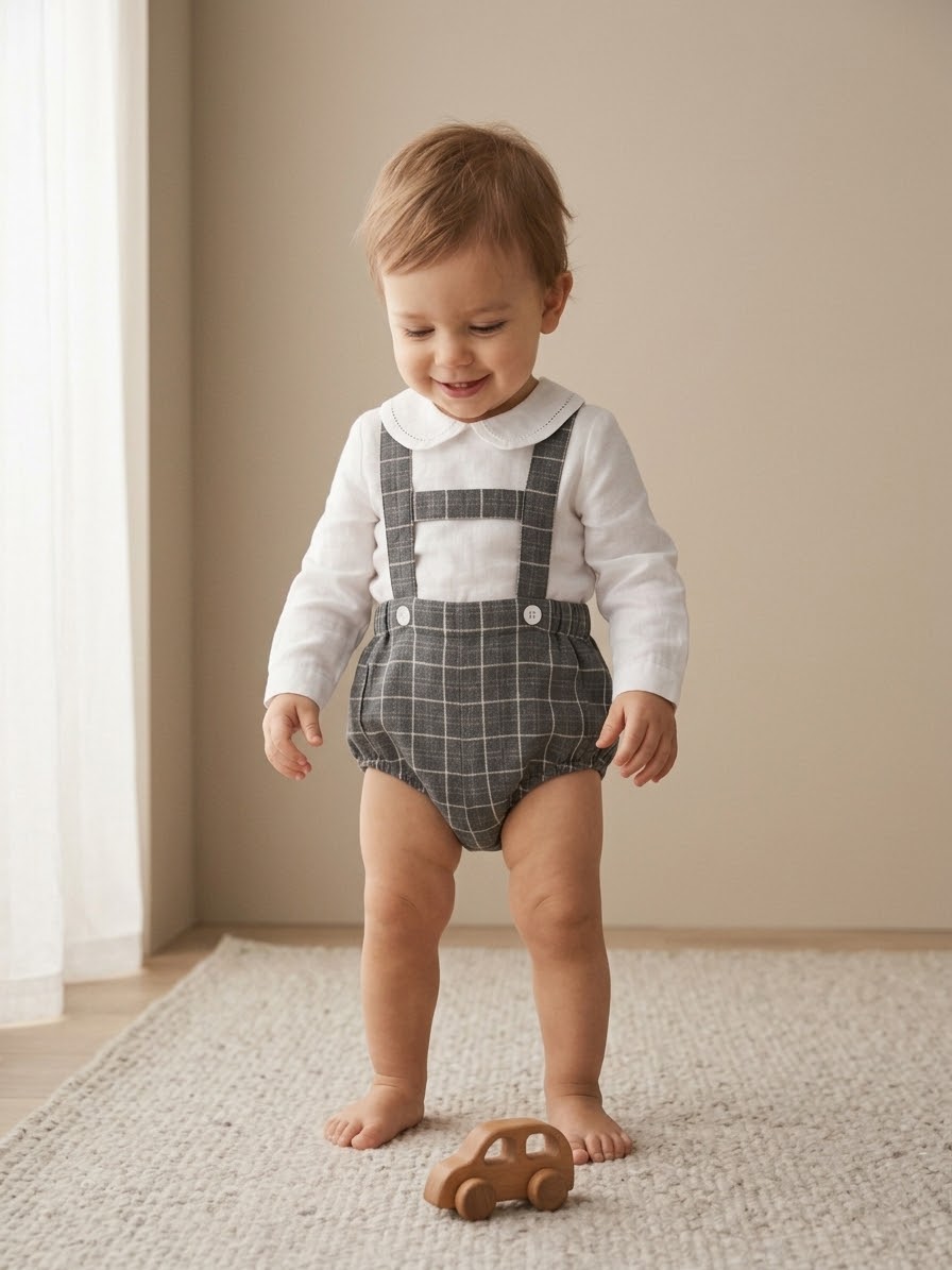 Pantalón con tirantes bolsillos - Castaño